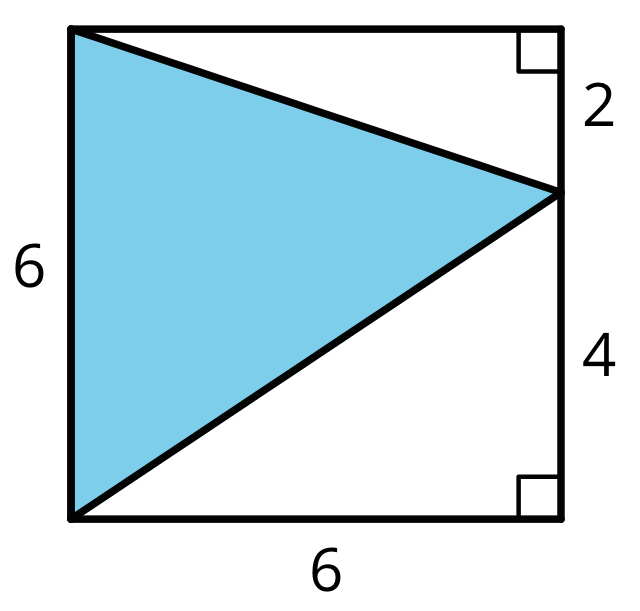 A square with a shaded triangle contained inside it.