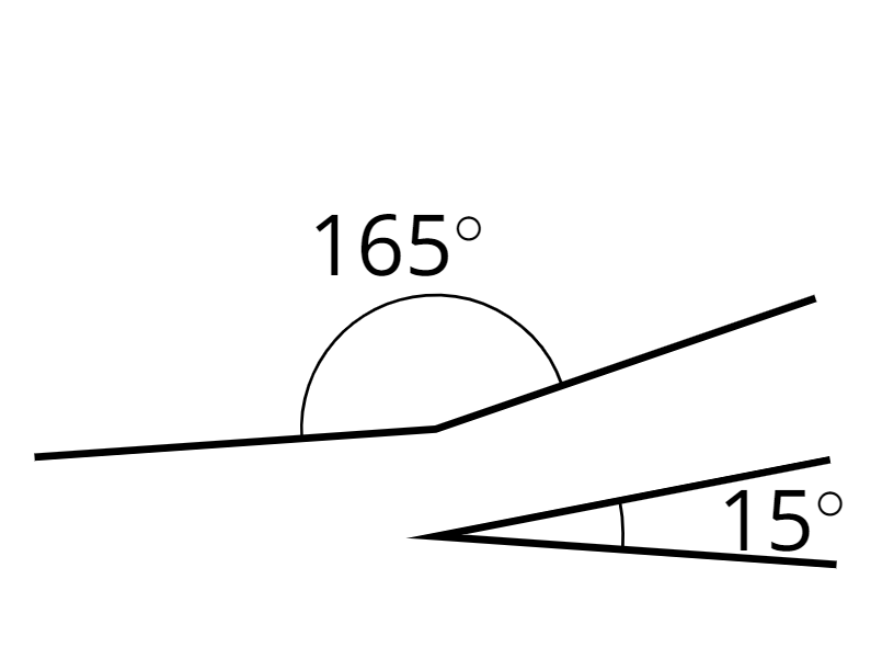 supplementary angles of 15 and 165 degrees