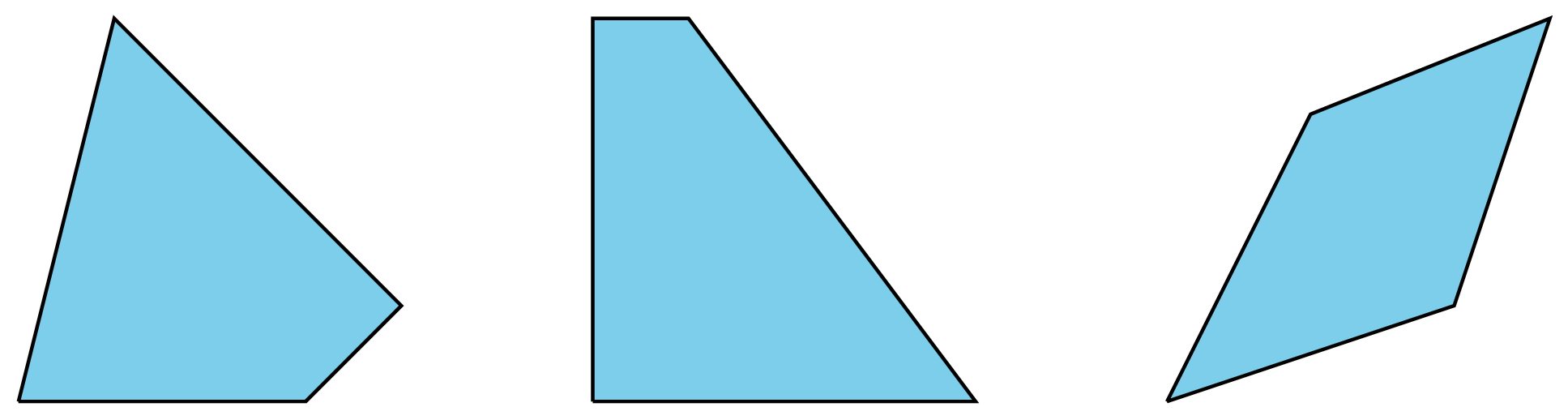 Three quadrilaterals. Please ask for assistance.