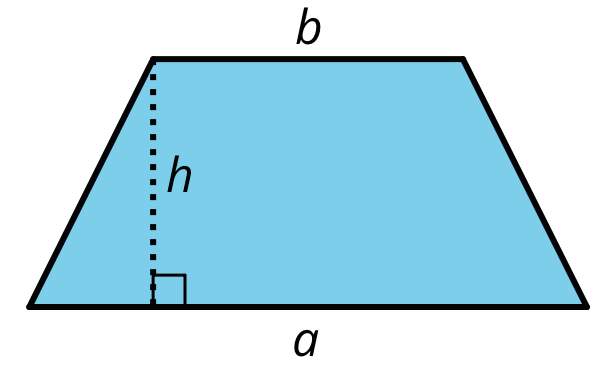 Trapezoid, bases labeled b and a, height labeled h