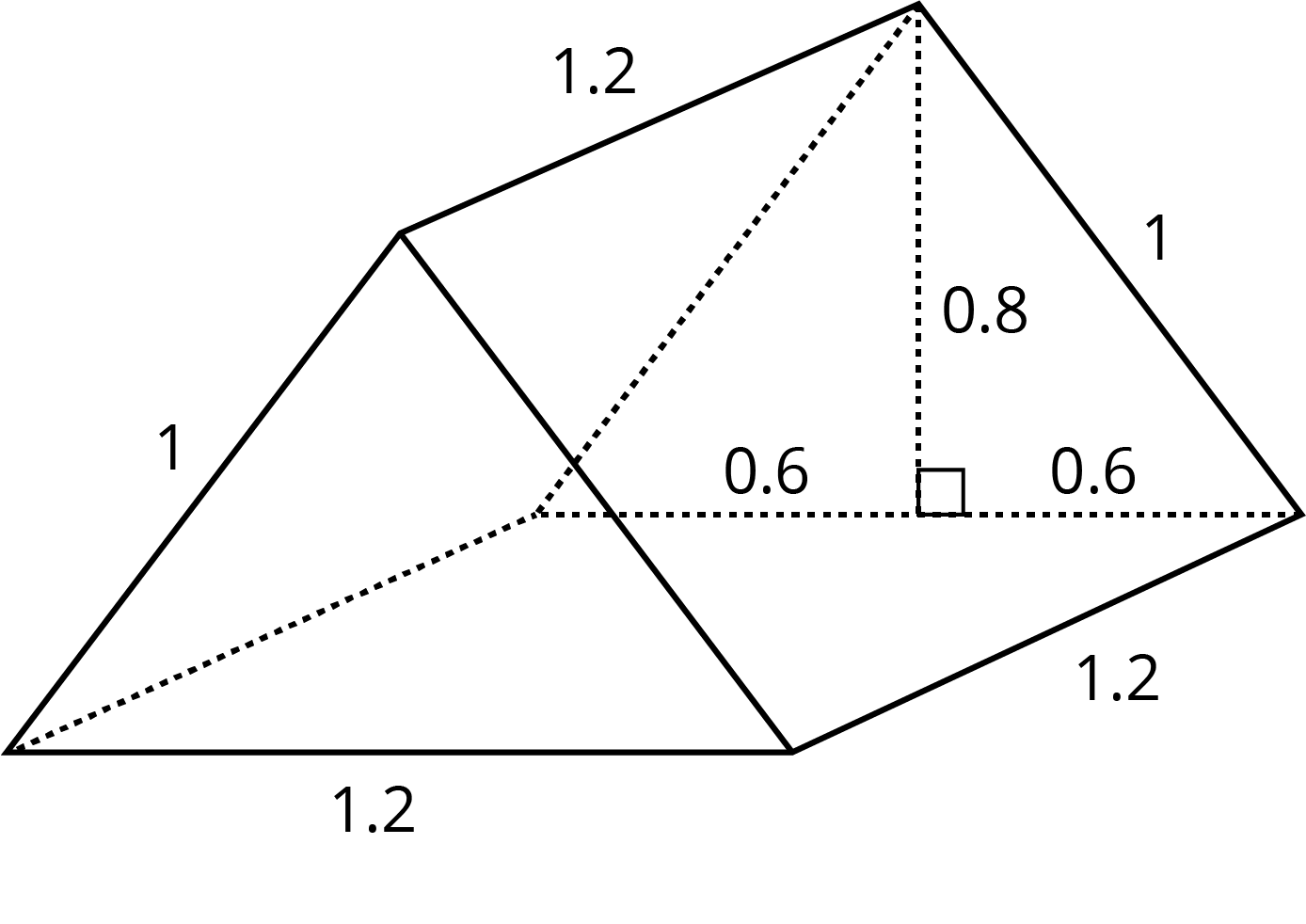 trianglular prism with dimensions provided