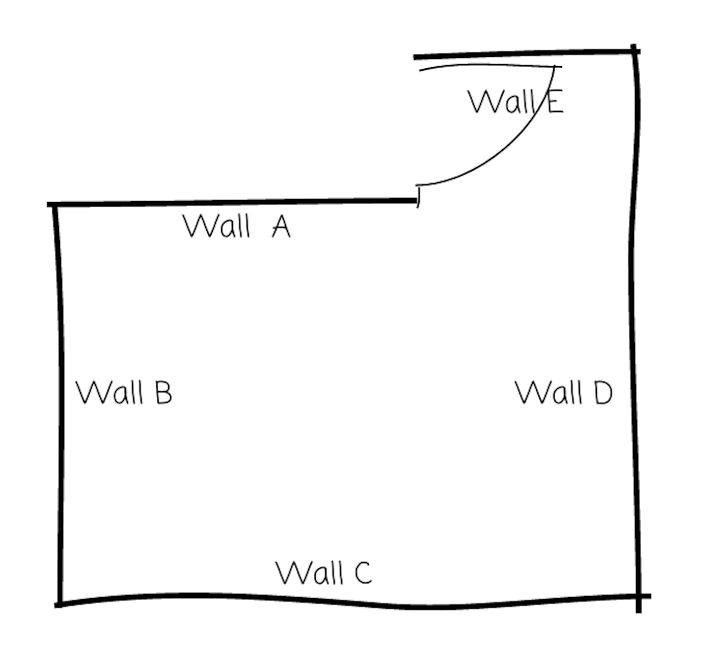 Rough sketch of Noah's bedroom.