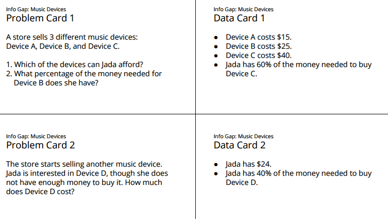 Info Gap cards.