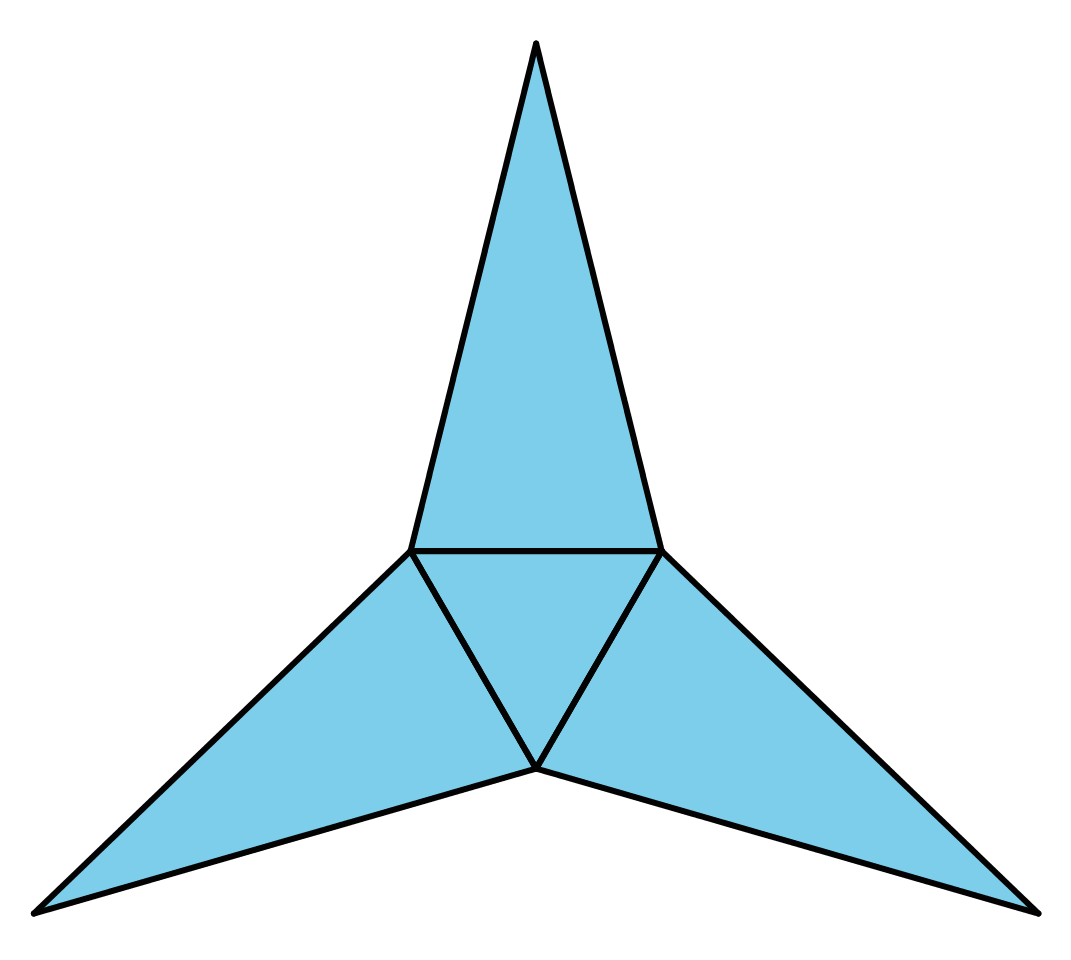 A net composed of one equilateral triangle joined on each of its sides to a isosceles triangle.