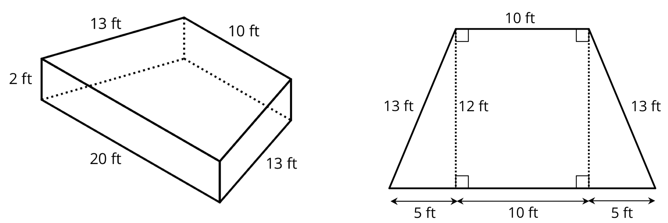 Trapezoidal prism and trapezoid.