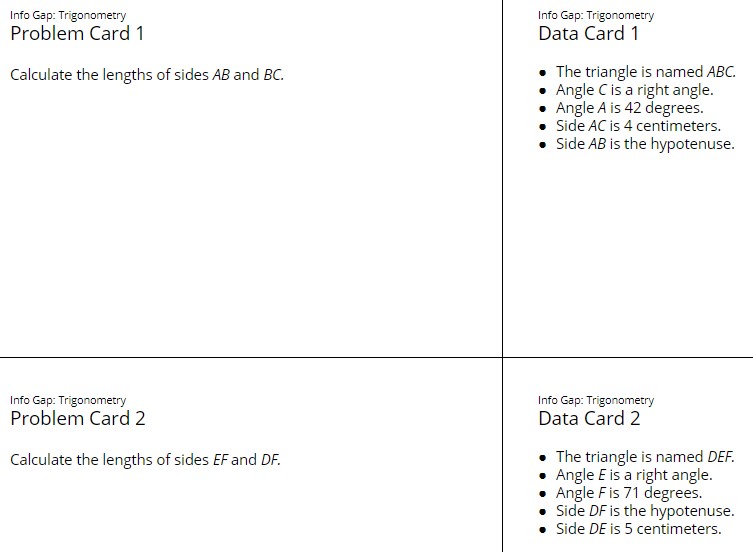 Infogap cards.