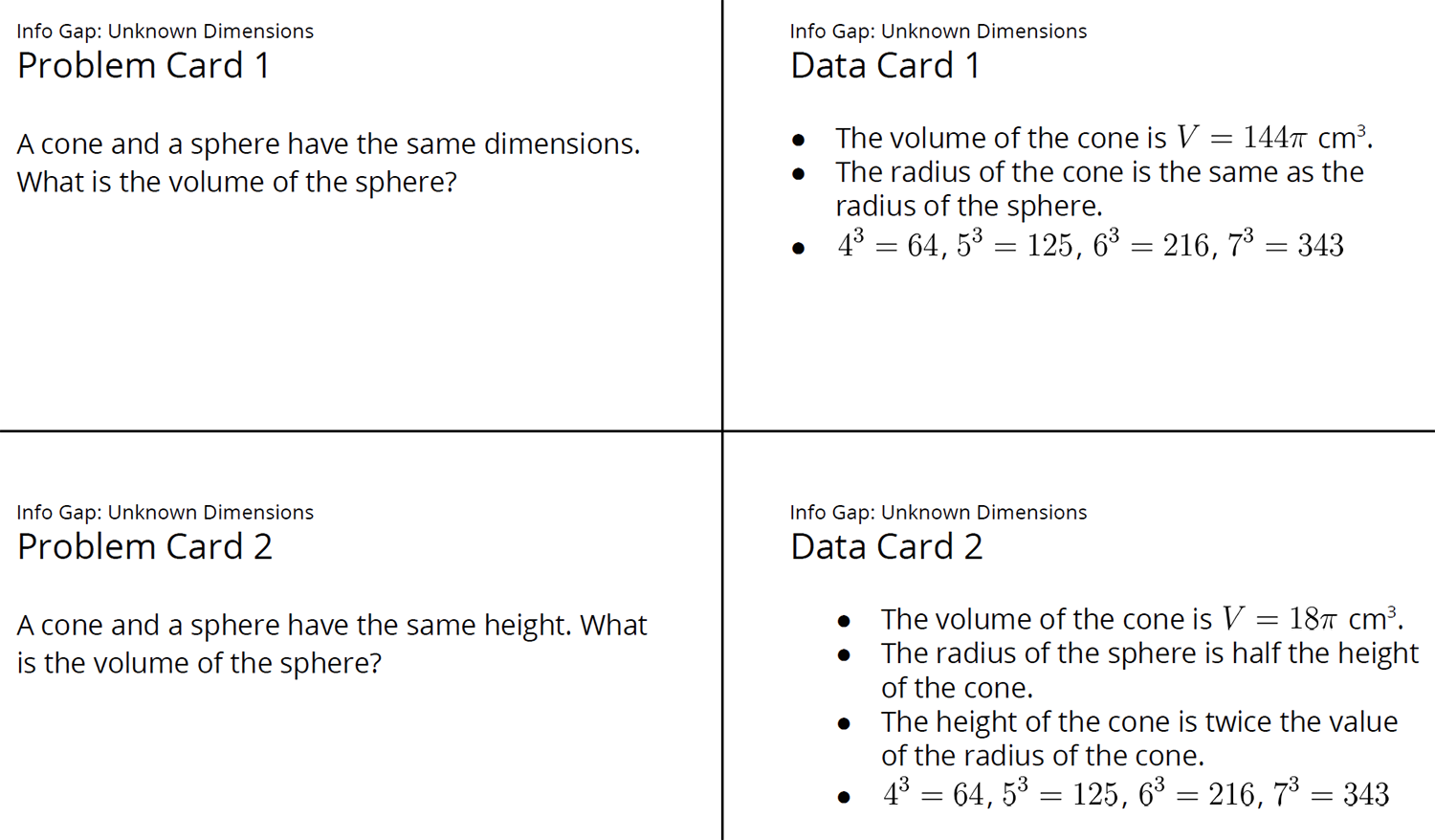 Infogap cards.