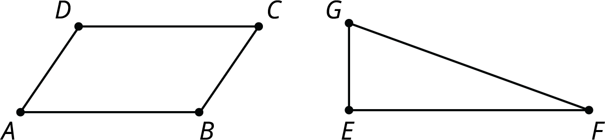 A quadrilateral and a triangle. Please ask for futher assistance.