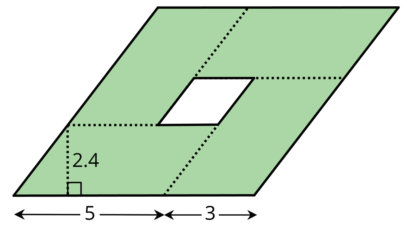 parallelogram composed of smaller parallelograms. The shaded region is composed of four identical parallelograms.