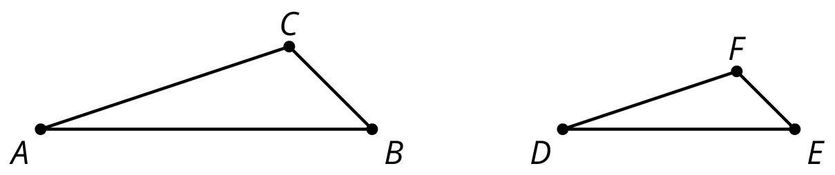 Two triangles labeled ABC and DEF.