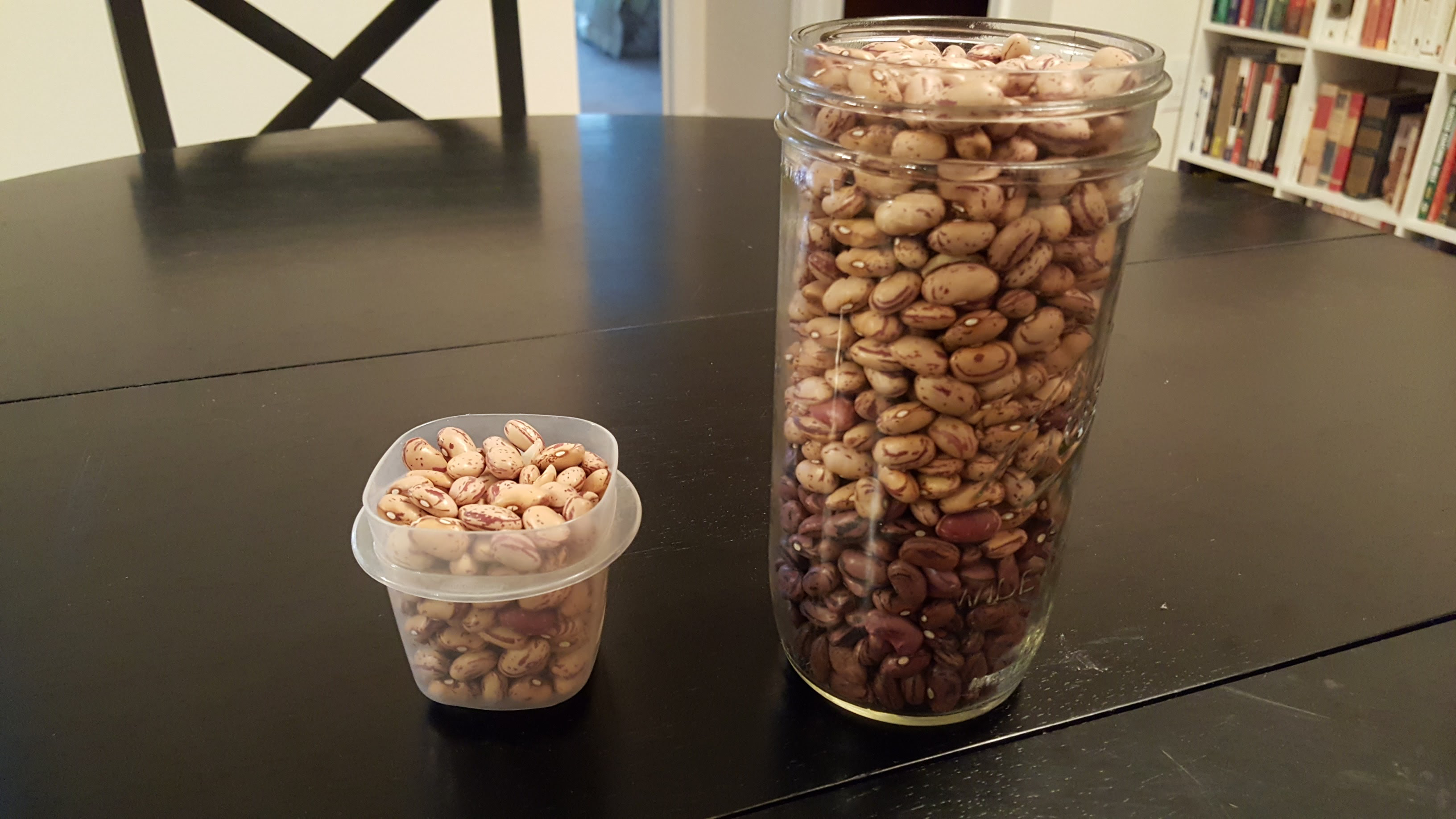 Photo of two containers of beans.