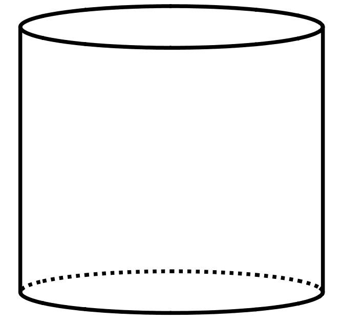 A drawing of a cylinder.