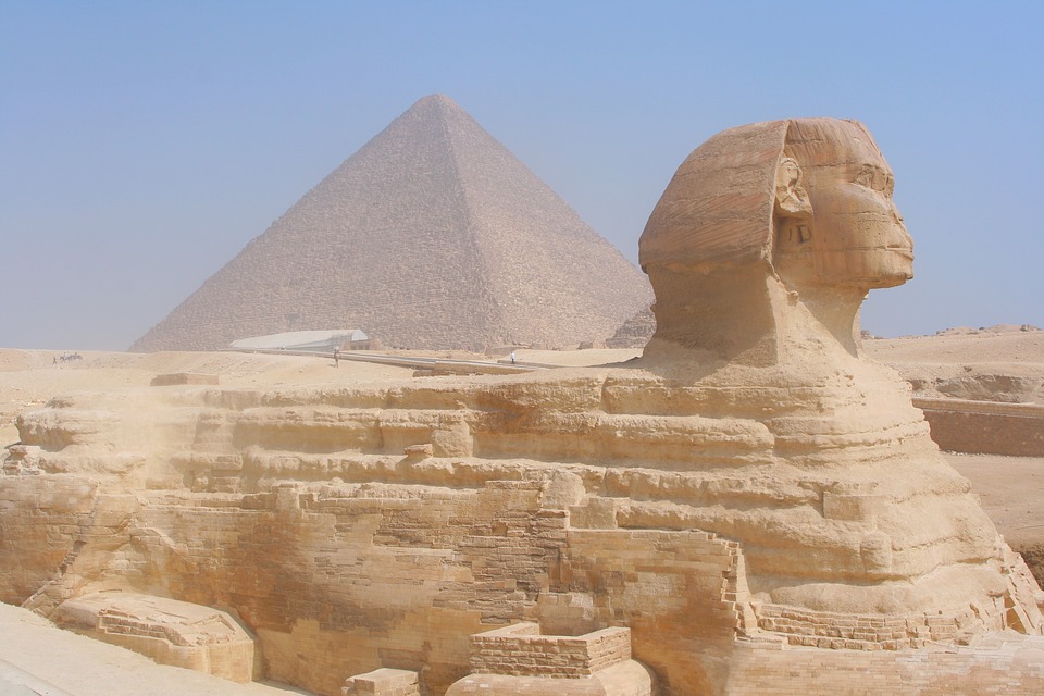 Ancient Egyptian pyramid and Sphinx