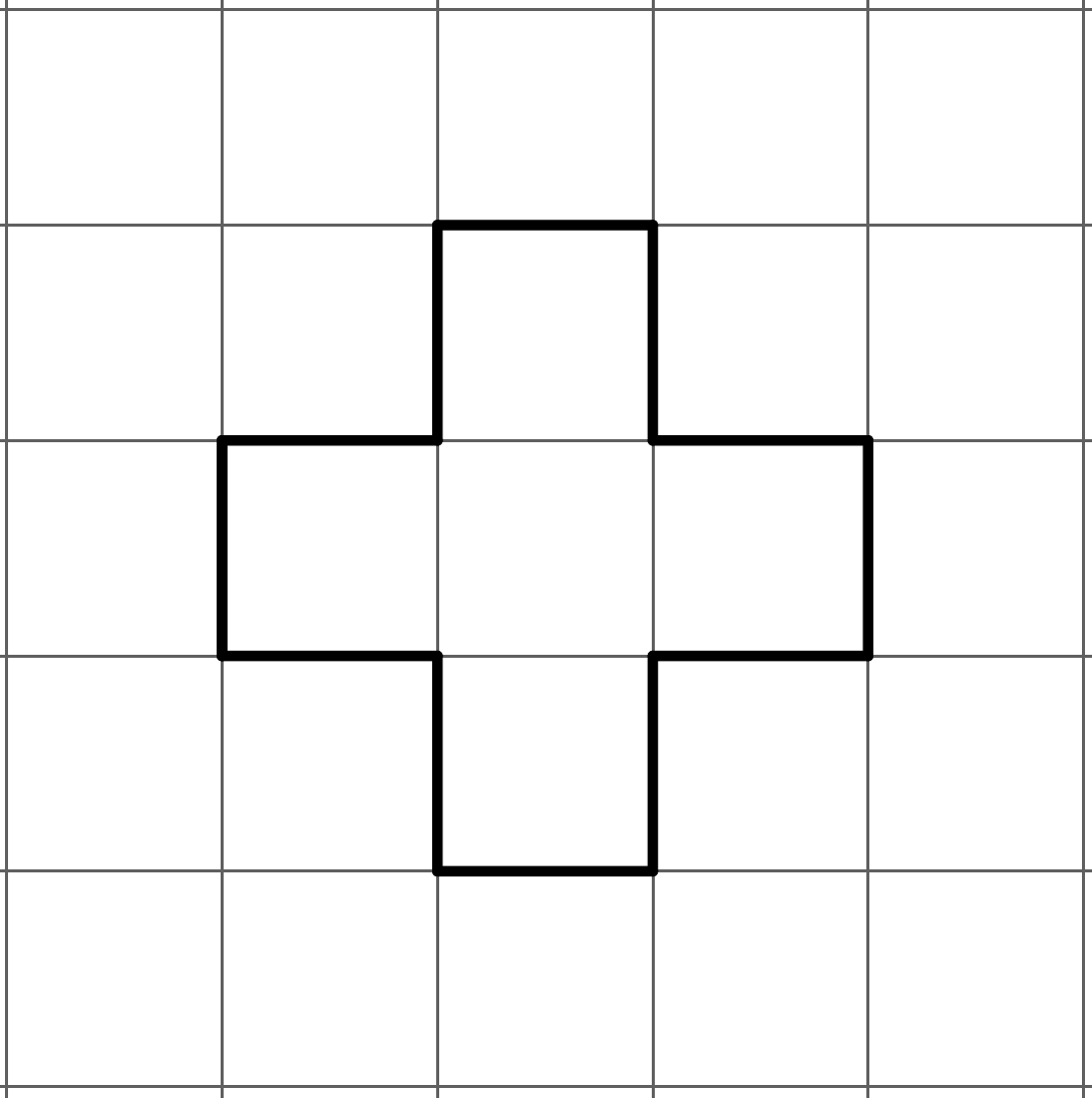A twelve sided figure in a grid.