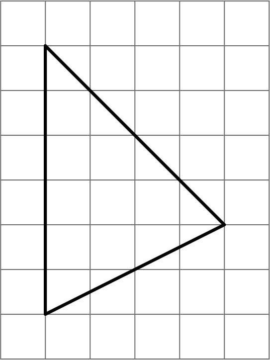 Triangle on grid, base = 6, height = 4