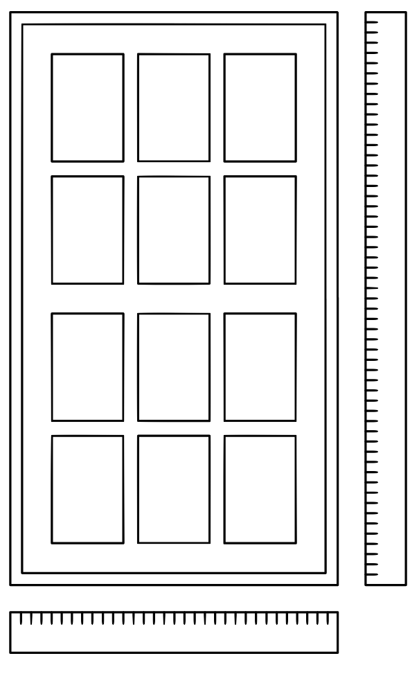 Rectangular widow with rulers along the length and width
