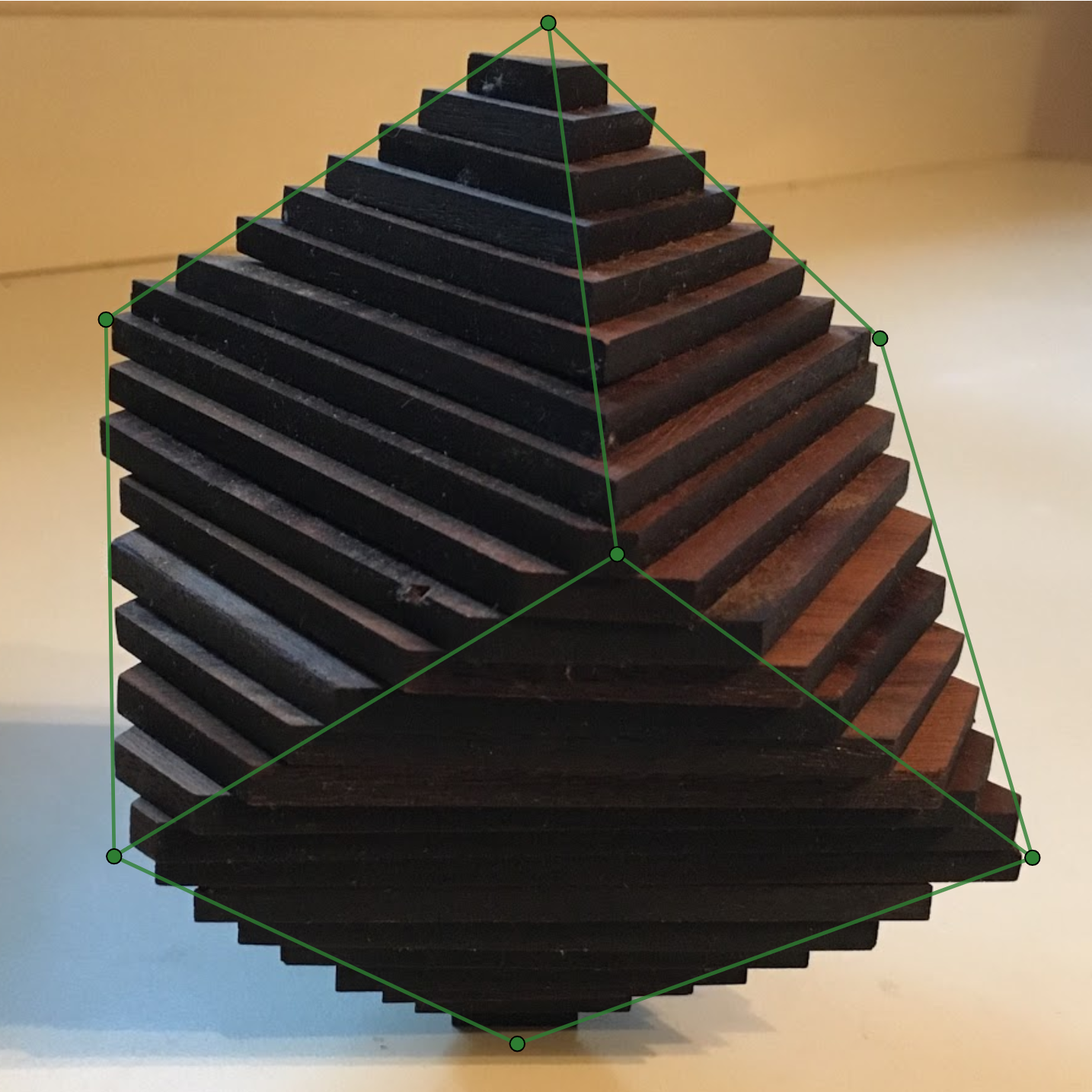 Photograph of Wooden stacks forming a cube
