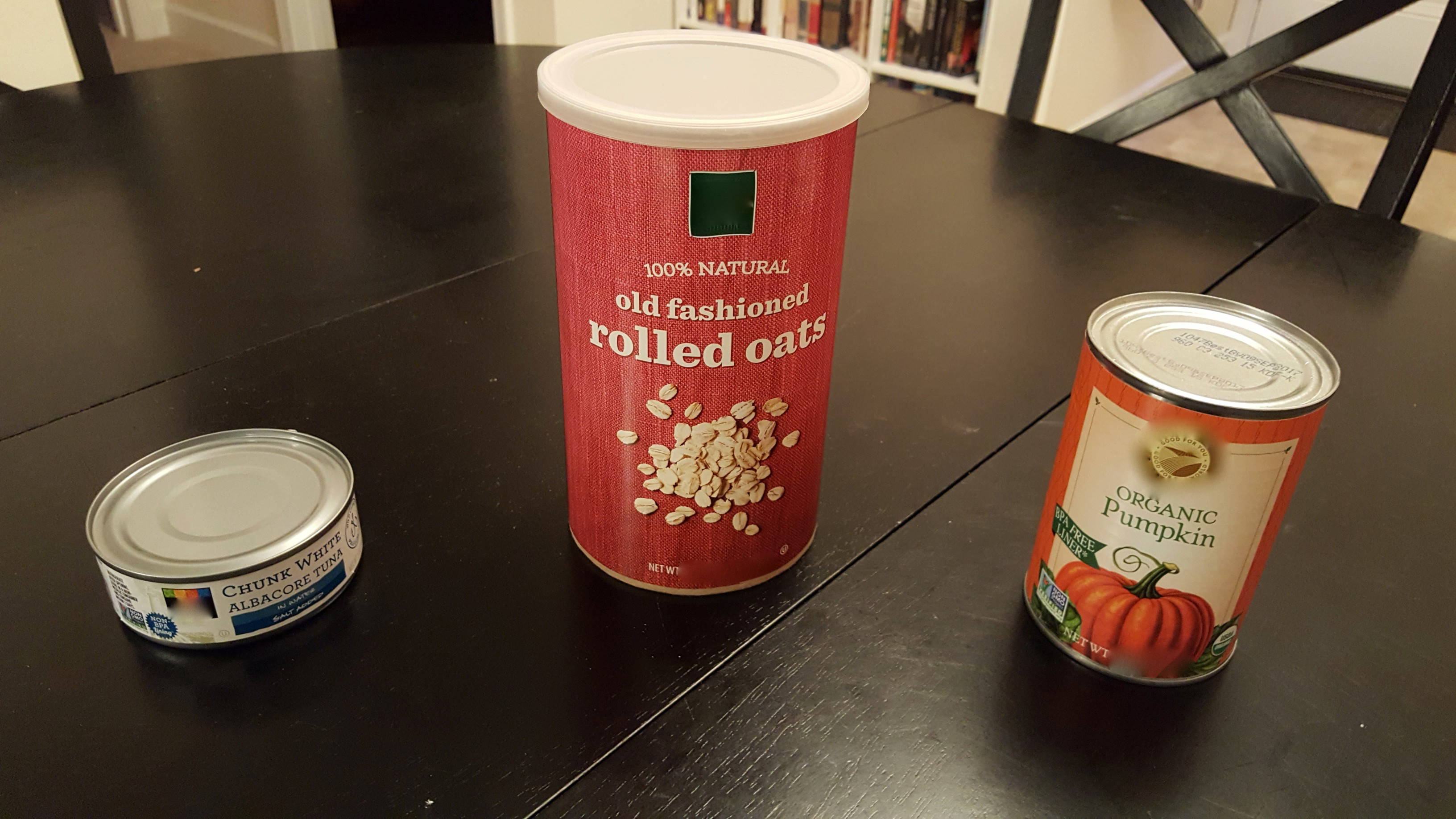 Photo of foods in cylinder containers.