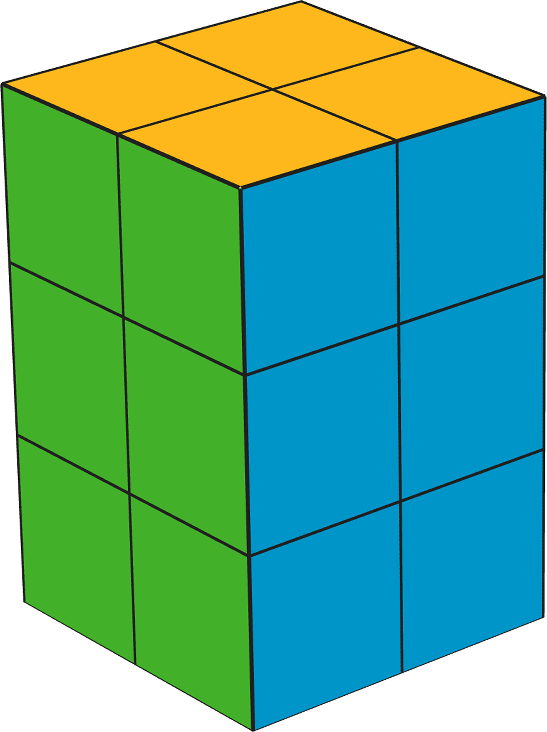 rectangular prism. 3 faces shown.
