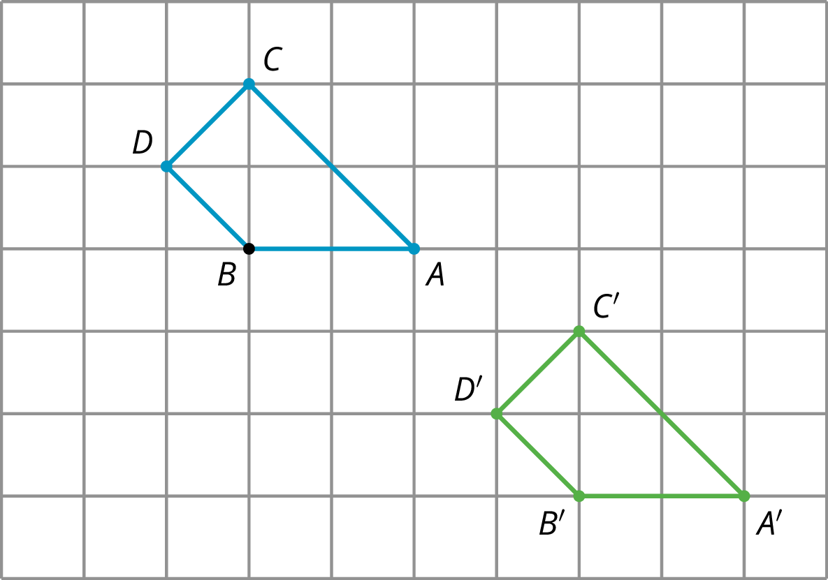 Two identical quadrilaterals on a grid.