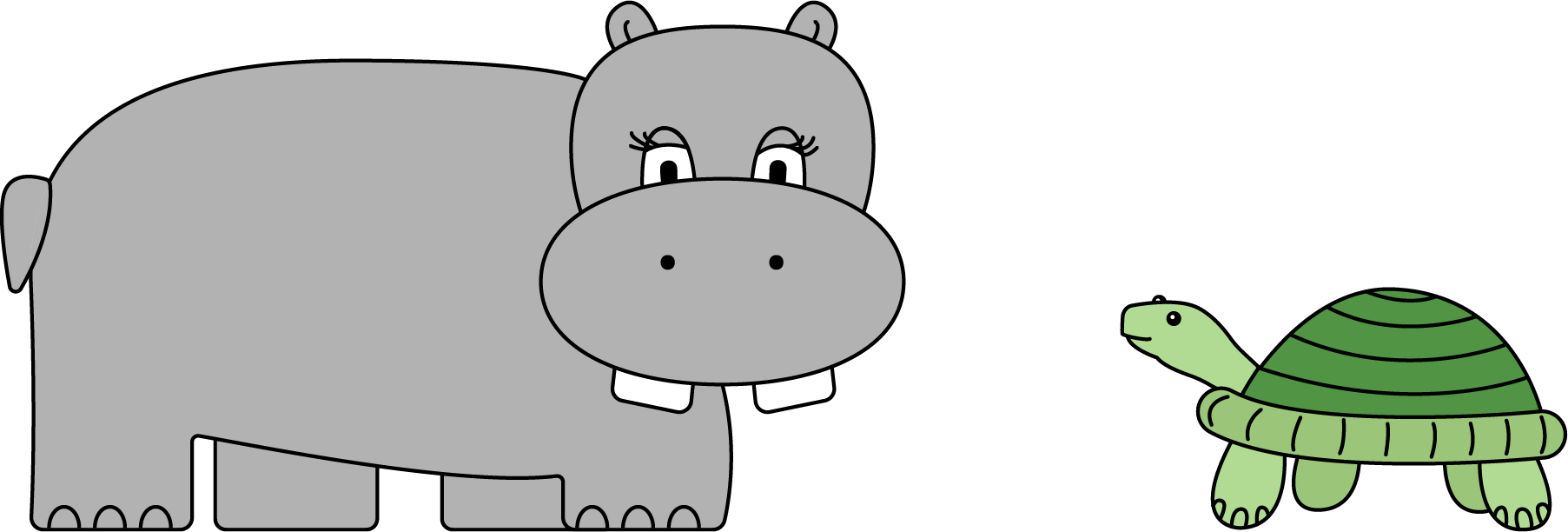 A hippopotamus with 2 eyes and 4 legs and a turtle with 2 eyes and 4 legs.