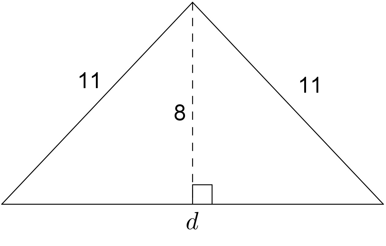 A triangle has a horizontal side labeled "d."