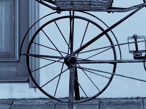 A picture of a bicycle wheel.