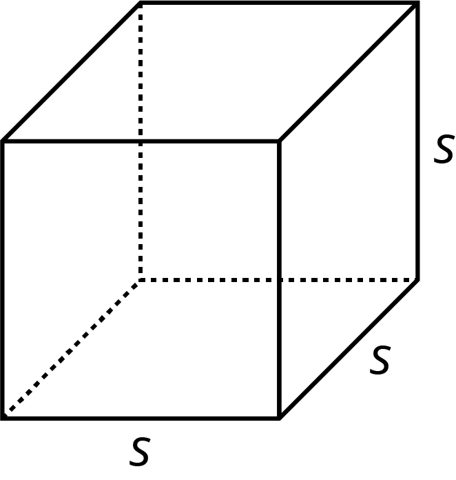 cube with transparant faces, side length s