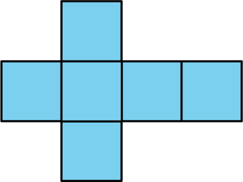 six identical squares, net of a cube