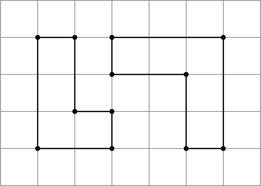 Two figures on a grid. The figure on the left has side lengths 3, 2, 1, 1, 2, 1. The figure on the right has side lengths 3, 3, 1, 2, 2, 1.