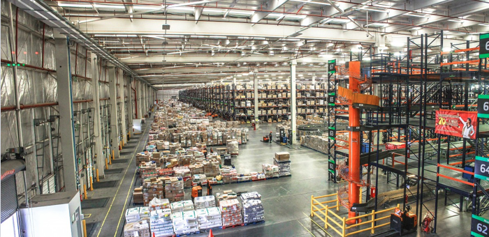 a factory warehouse full of items