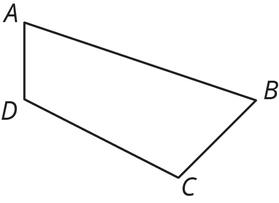 Quadrilateral A B C D. A B, A D and D C all have negative slopes. B C has a positive slope. A B C D has no parallel sides and no right angles.