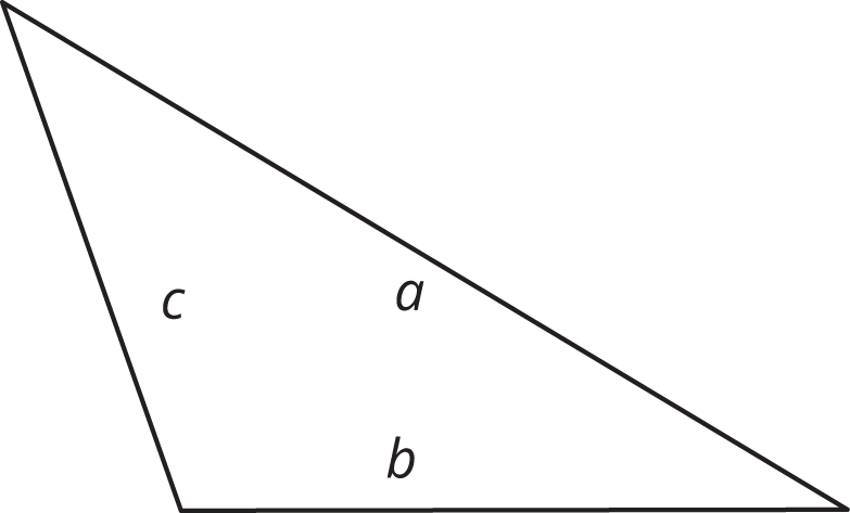A triangle with sides labeled a, b, and c.