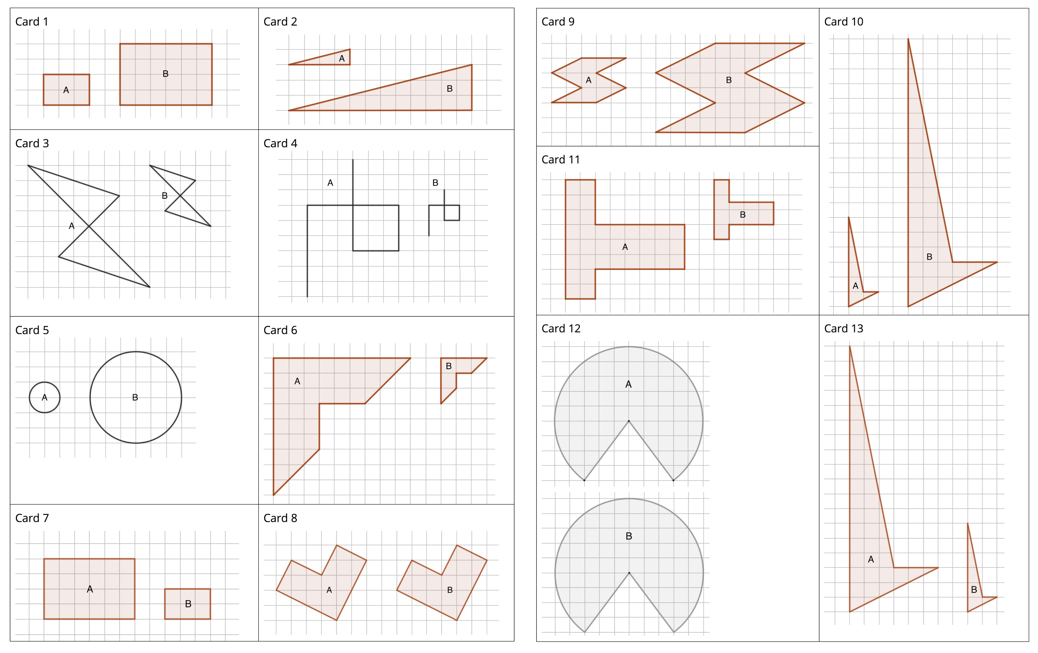 An image of all the cards for the activity.