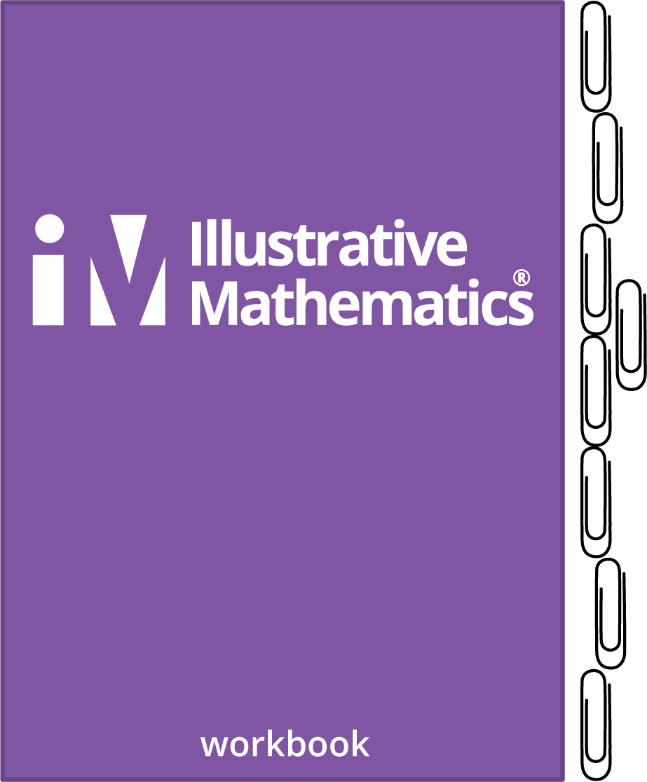 Workbook. From top to bottom on the right. 8 paper clips, not all lined up, same size.