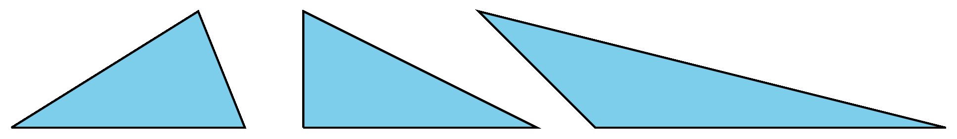 request a tactile. Three triangles. An acute triangle, a right triangle, and an obtuse triangle.