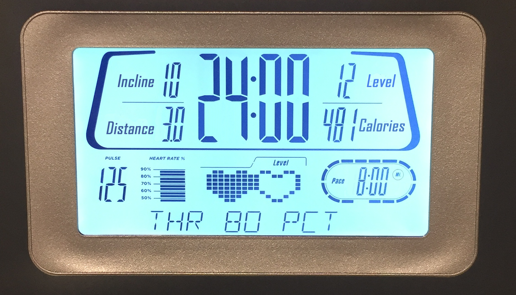 Picture of Mai's treadmill display.