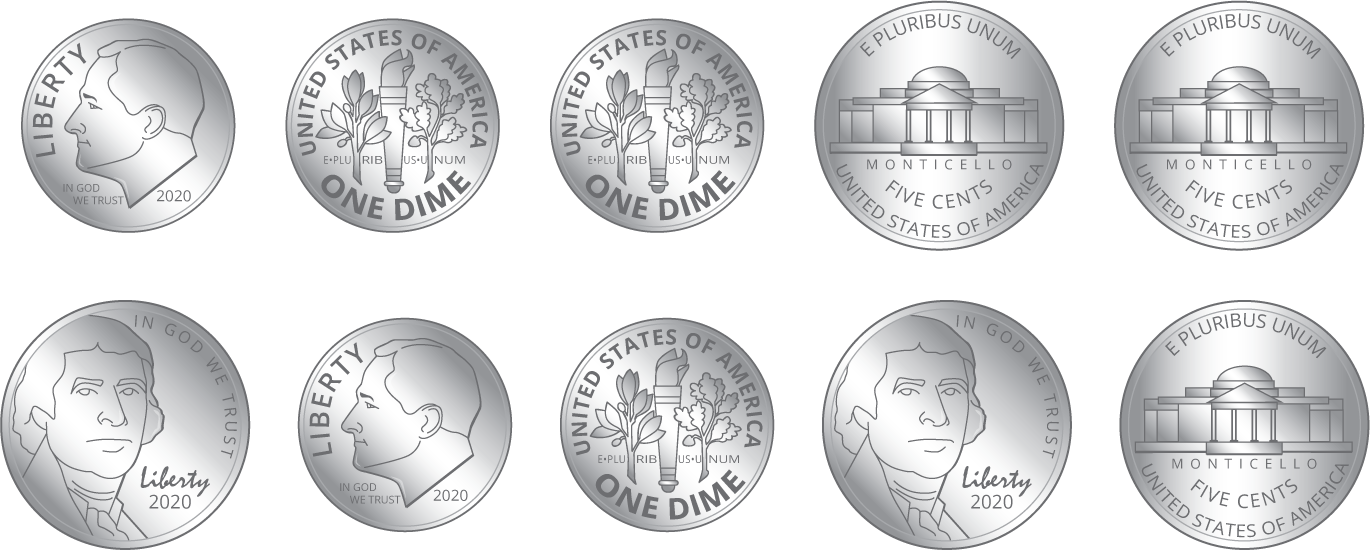 5 dimes, 5 nickels.