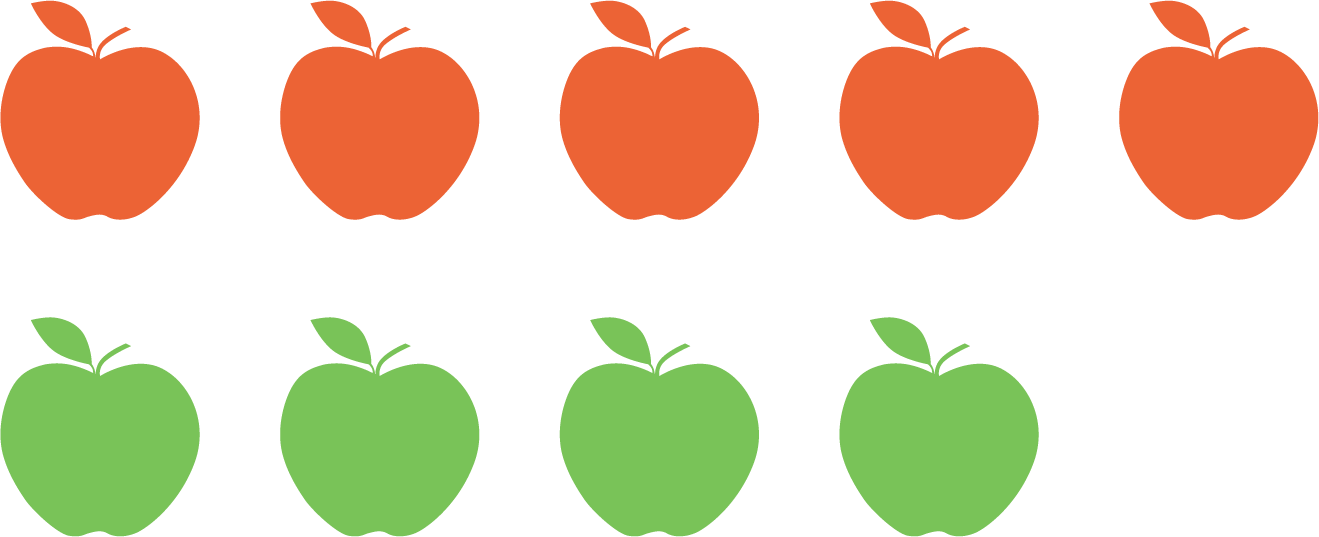 Apples, 2 rows. Red and green.