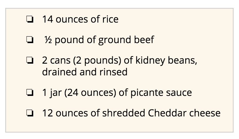 Picture of a recipe. List of 5 ingredients.