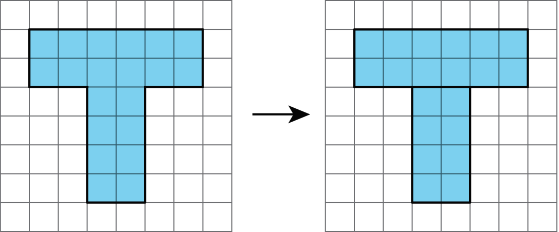 Two images of t-shaped objects on a grids.
