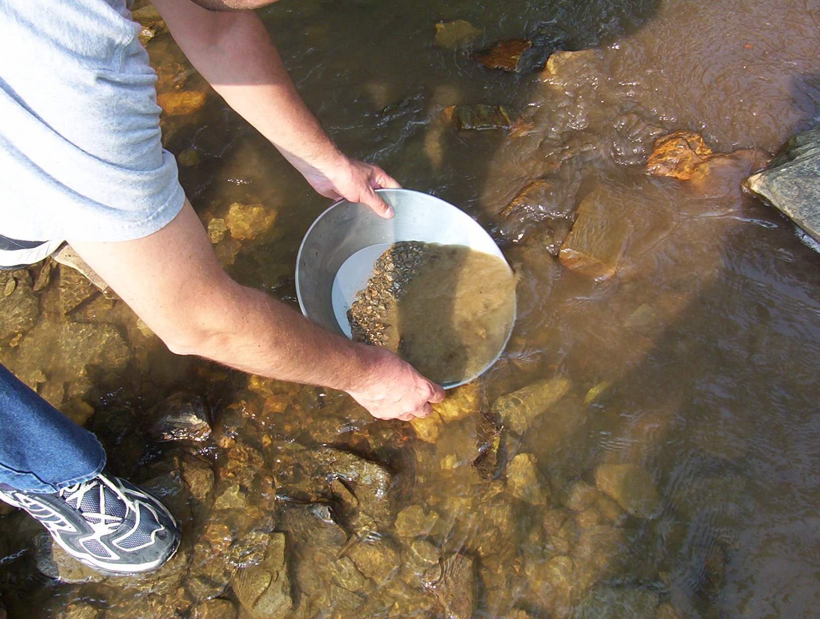 Photo of a person panning for gold