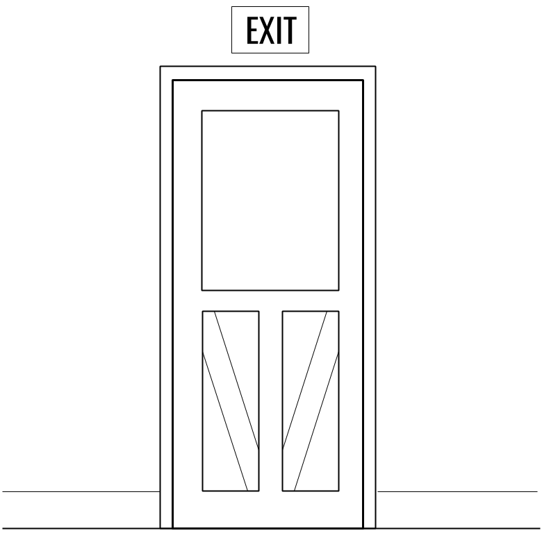 image of a door. drawn with many straight lines creating many angles.