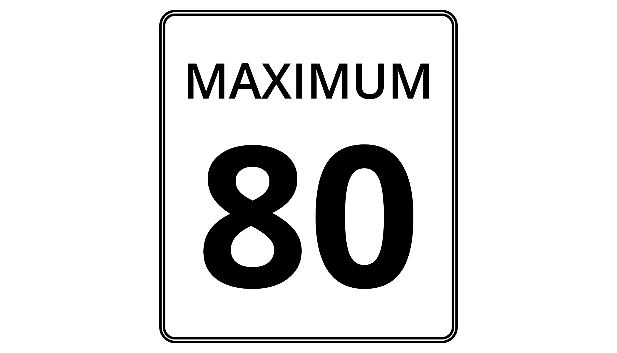 An image of a speed limit sign labeled “Maximum 80.”