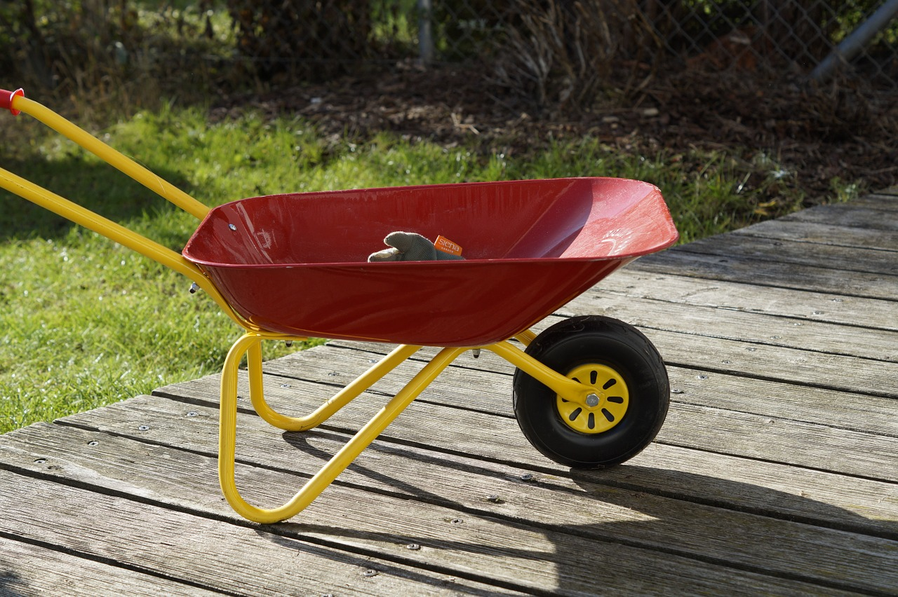 A photo of a wheelbarrow.