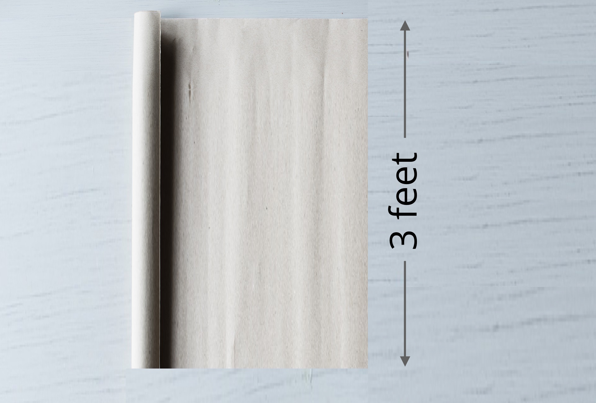 Roll of paper, slightly unrolled. Its width is 3 feet.