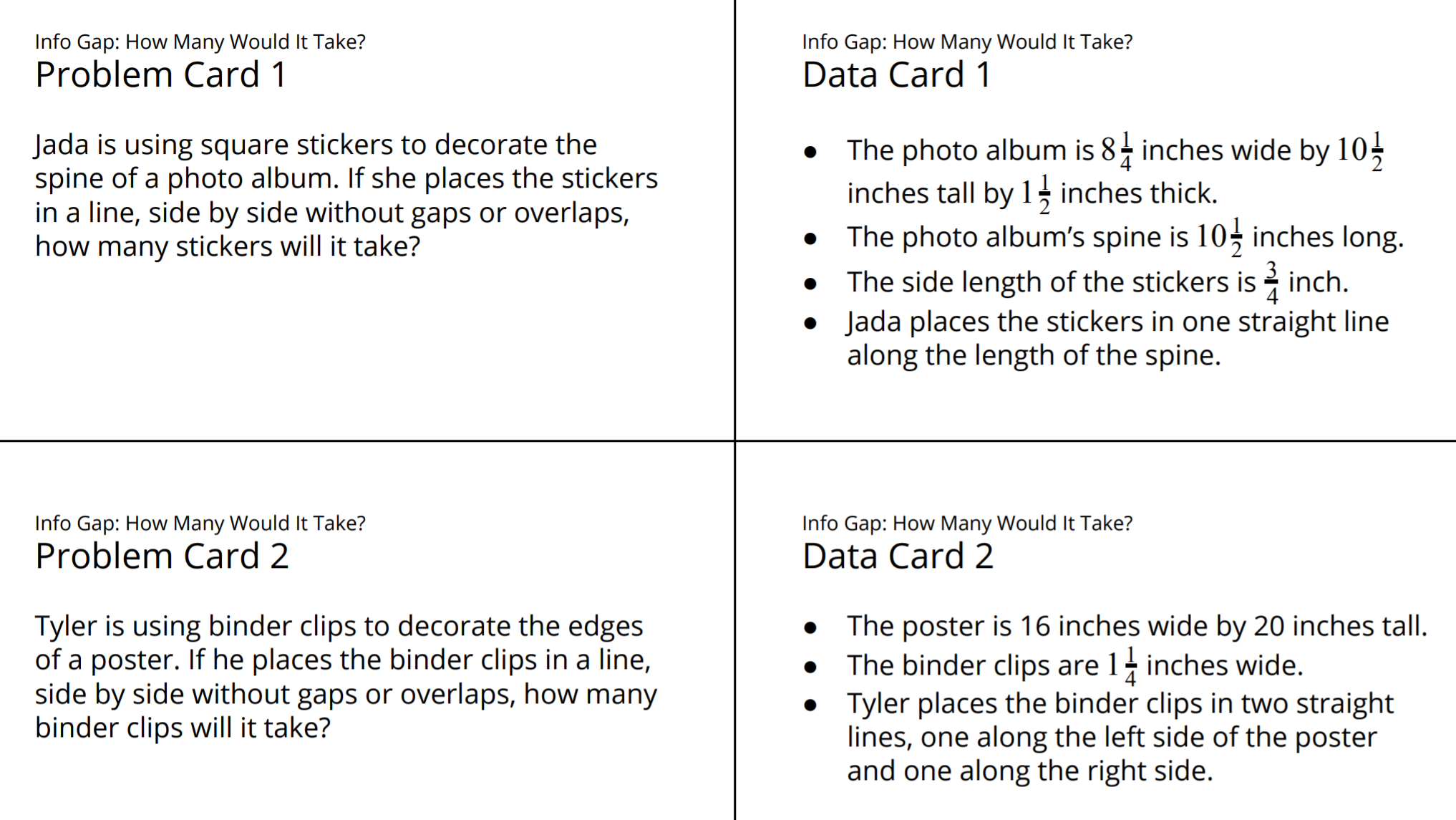 Four info gap cards.