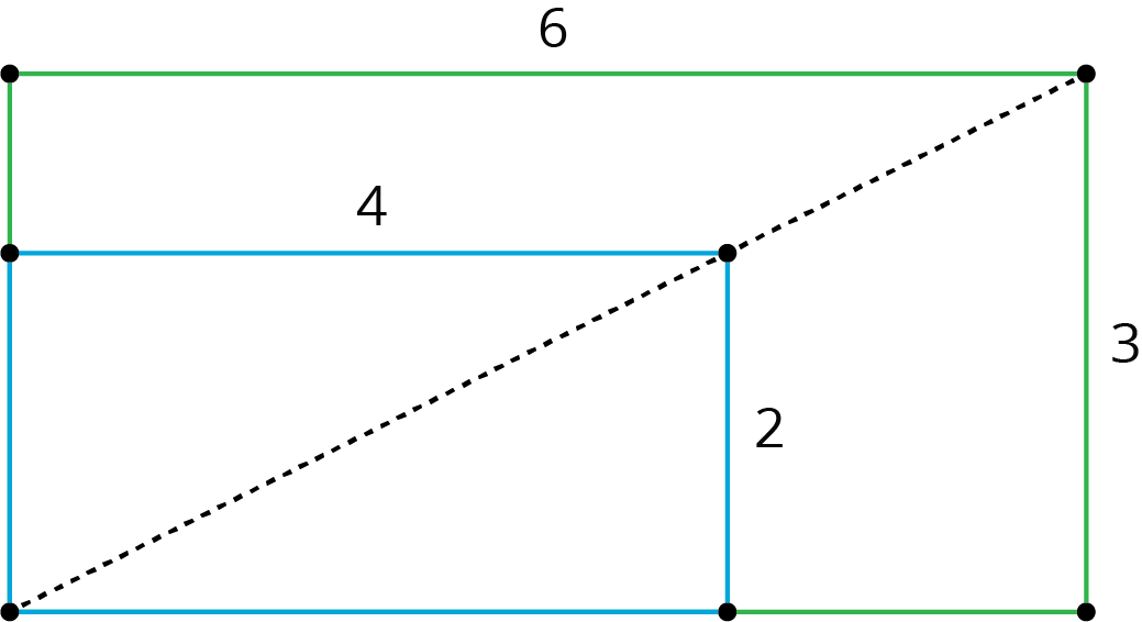 Two rectangles with one dashed diagonal line through both.