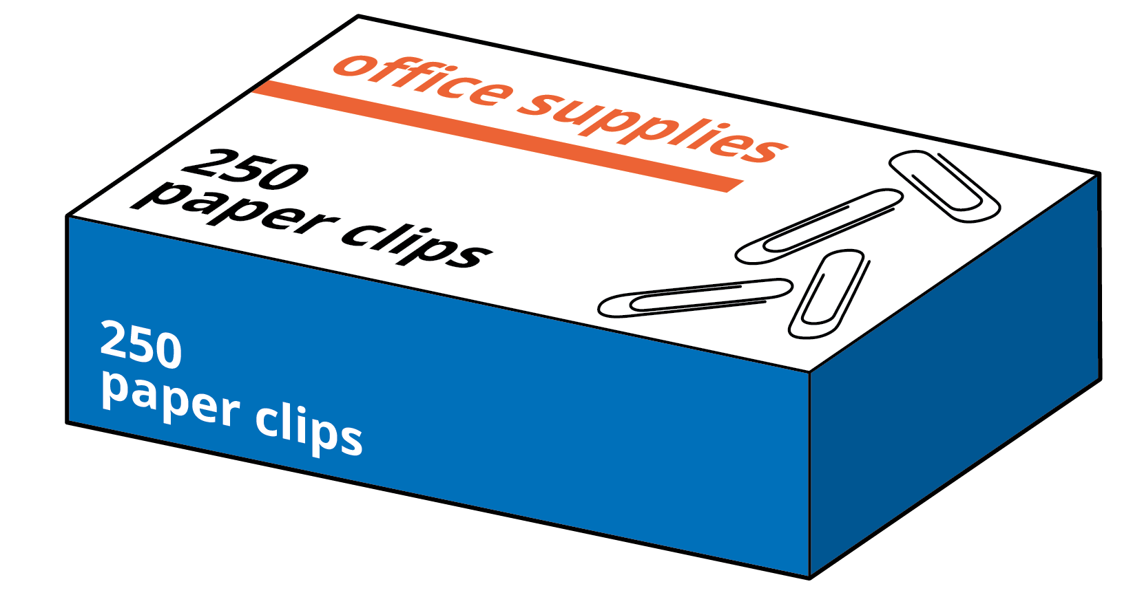 image of 1 box of paper clips containing two hundred fifty paper clips.
