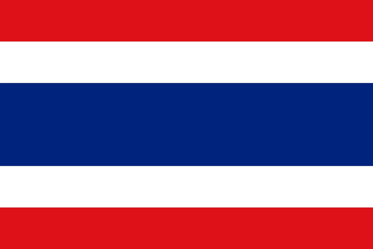 Image of flag. Five rows. Colors from top to bottom are: red, white, blue, white, red. Blue row is wider than other rows.